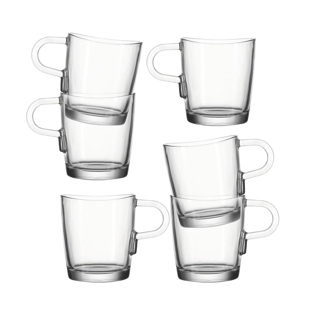 Leonardo Mug Clear Glass Loop Cup – Set of 6