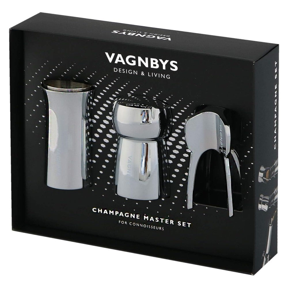 VAGNBYS Champagne / MCC / Sparkling Wine Tool Set: Opener, Pourer & Stopper