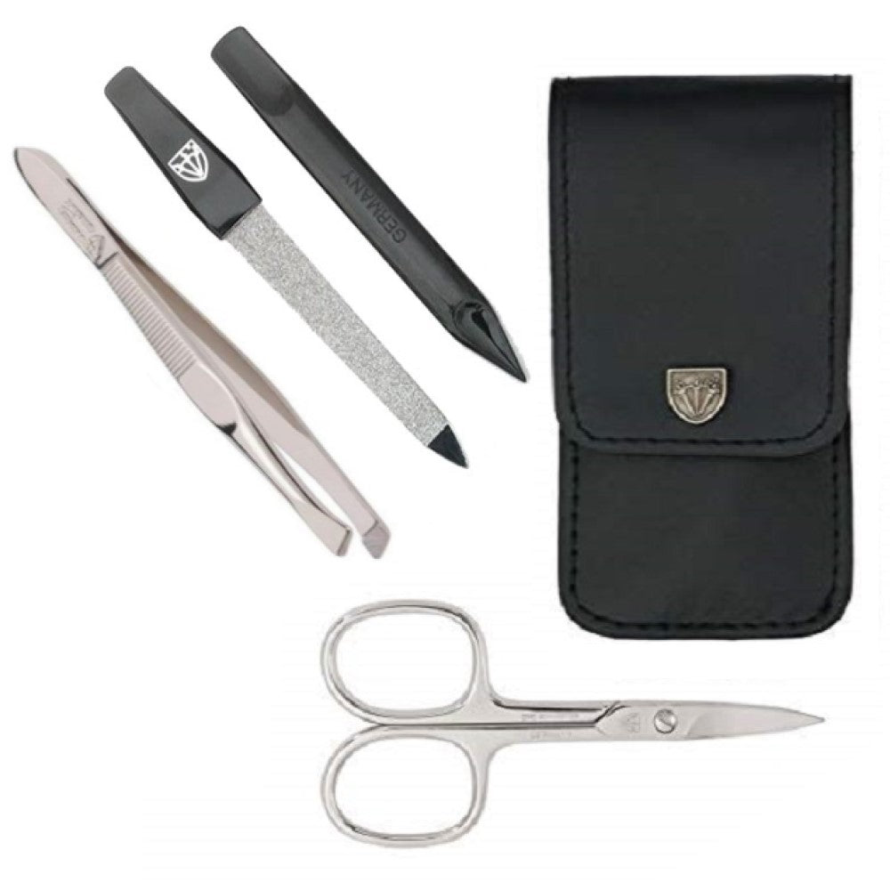 Kellermann Manicure Set Faux Leather Premium Set Black 56777 P N 4 Piece