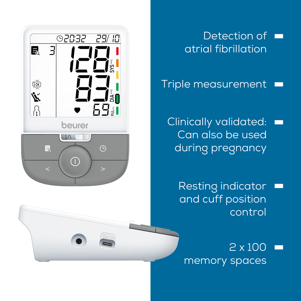 Beurer Upper Arm Blood Pressure Monitor: BP, Arrhythmia & Pulse BM 53