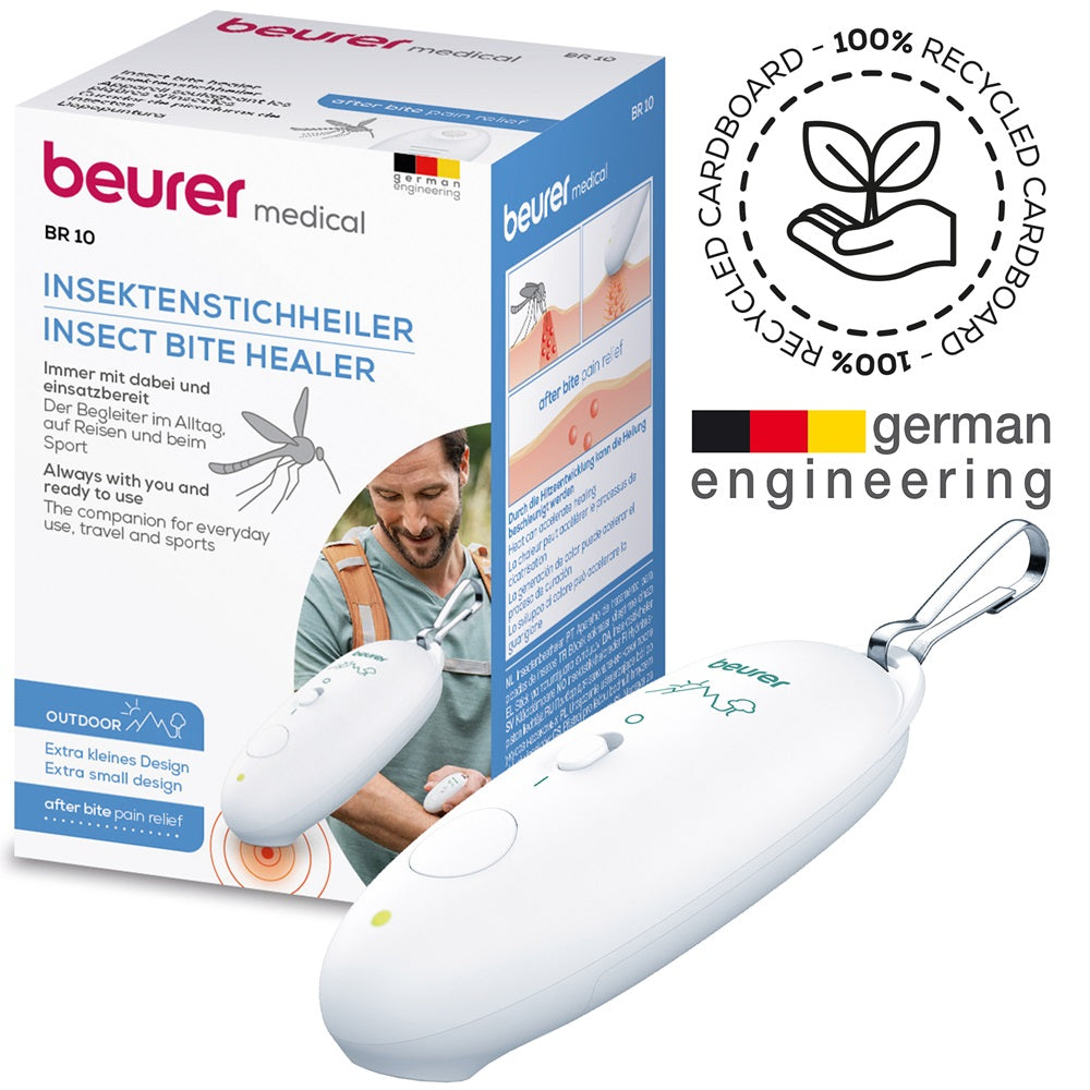 Beurer BR 10 Mosquito Bite Itch Relief: Heals Itchy, Sore Insect Bites & Stings - Compact BR 10 Traveller with Carabiner Snap Hook