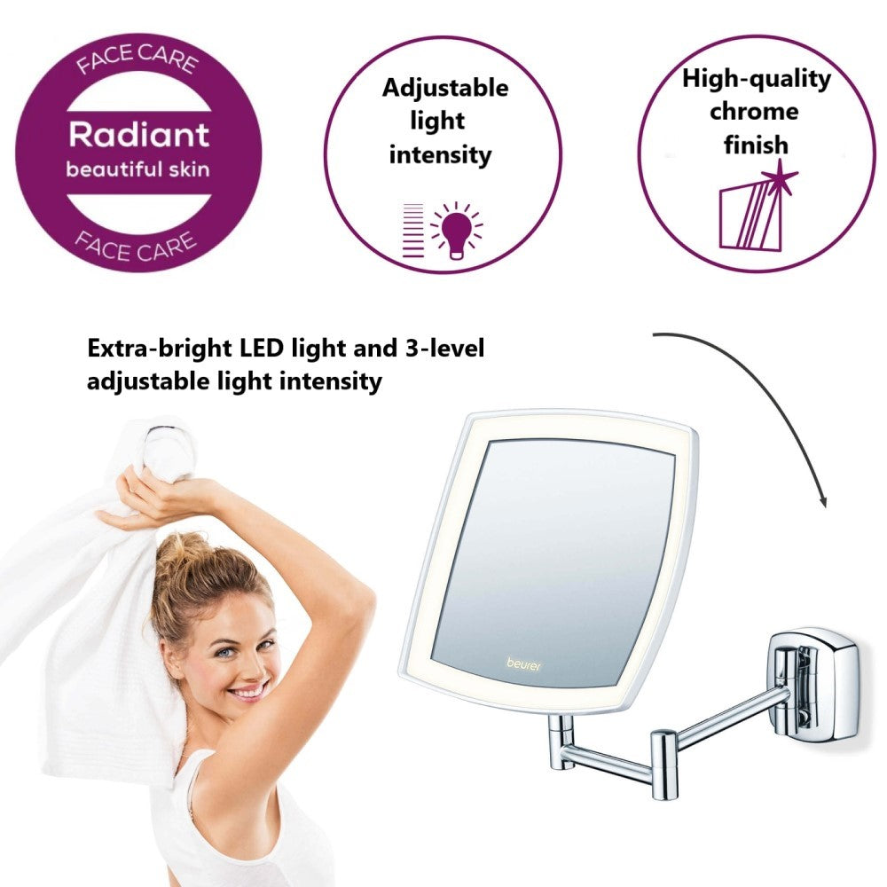 Beurer Cosmetics Mirror: LED Illuminated, Wall Mounted, 5x Magnification BS 89