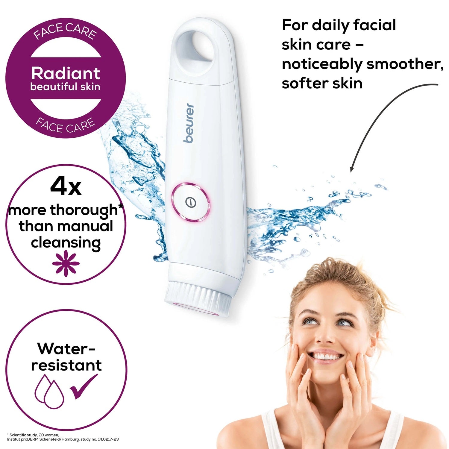 Beurer FC 45 Facial Cleansing Brush: Battery Powered. Portable. IPX7 Waterproof