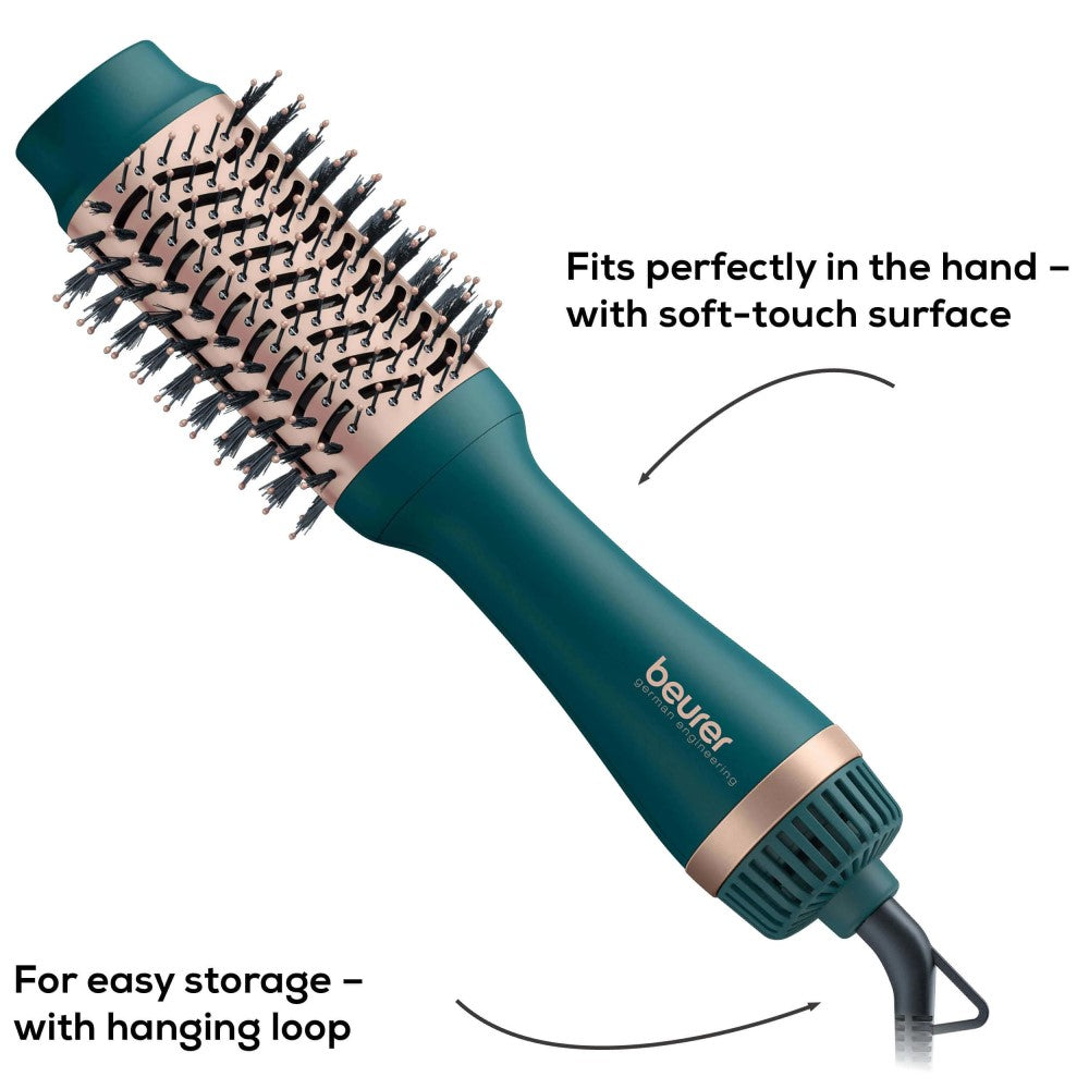 Beurer 2-in-1 Volumising Hair Dryer Brush in XXL Size for Ultra Volume & Style: HC 45 in Ocean Blue