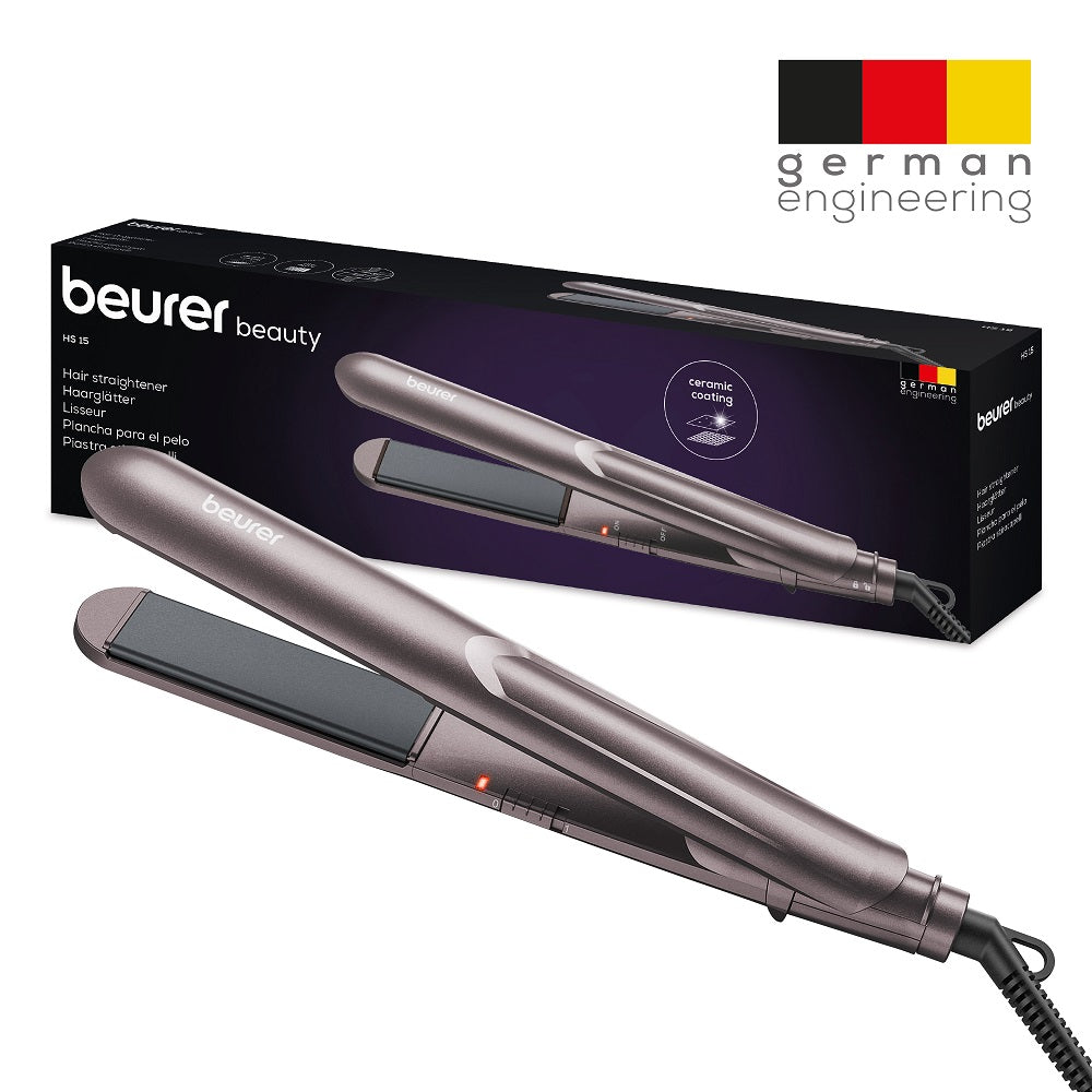 Beurer Germany Hair Straightener: Fast Heating & Gentle on Hair with Curl/Wave Option HS 15