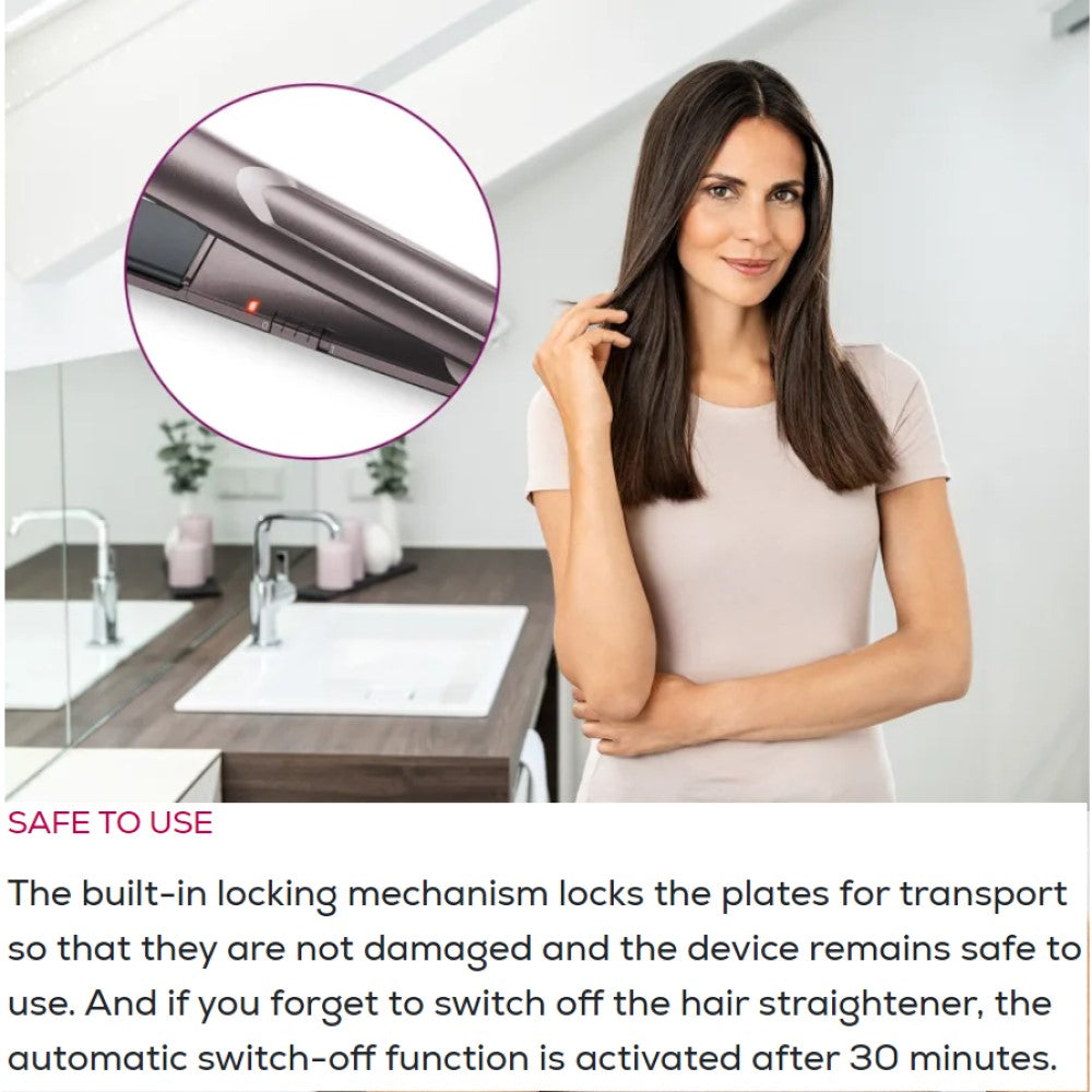 Beurer Germany Hair Straightener: Fast Heating & Gentle on Hair with Curl/Wave Option HS 15