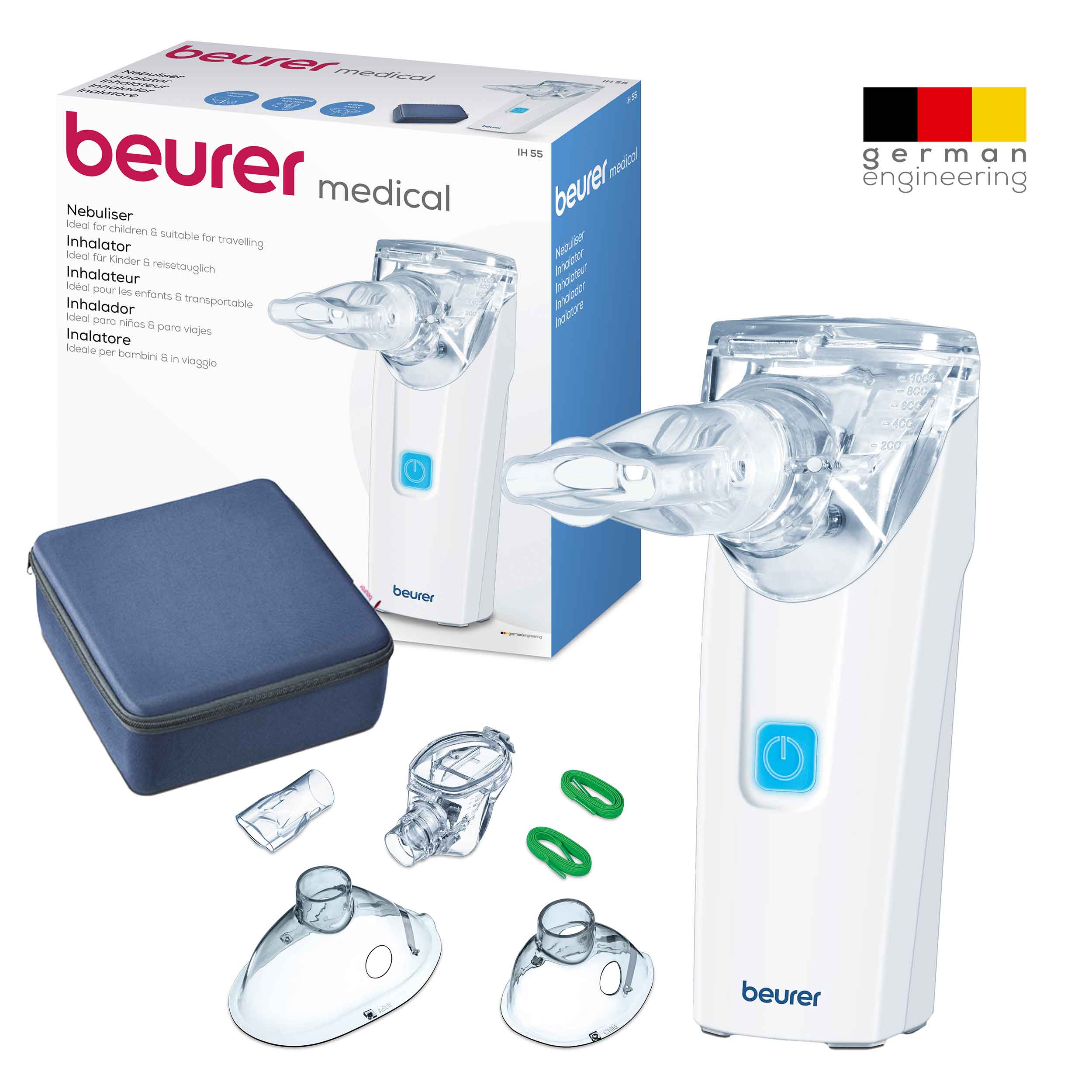 Beurer Germany IH 55 Portable Nebuliser: Ideal for Travel, Adults & Children. Battery or Mains Operation