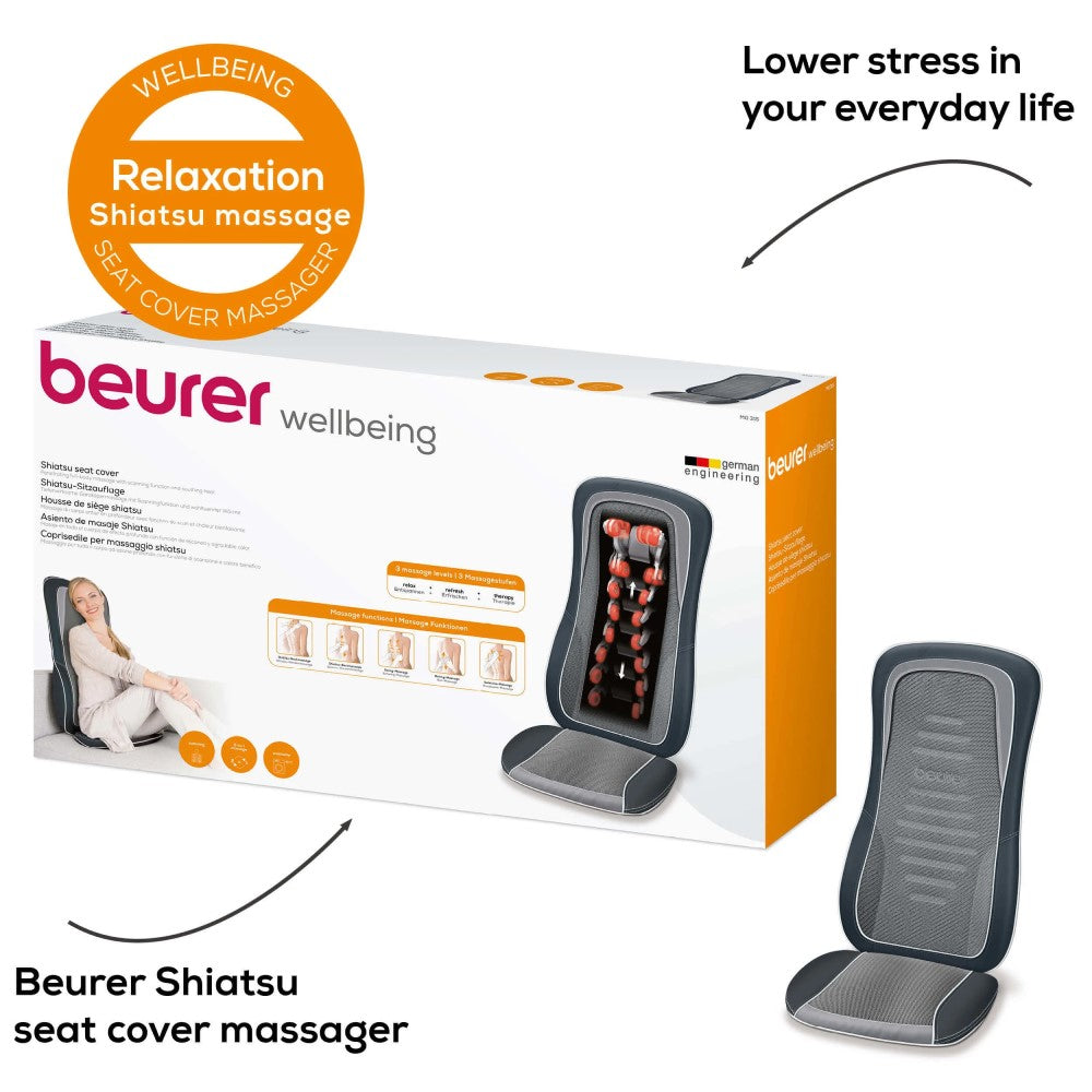 Beurer Massage Seat for Back & Neck: Shiatsu, Rolling & Swing Massage MG 315