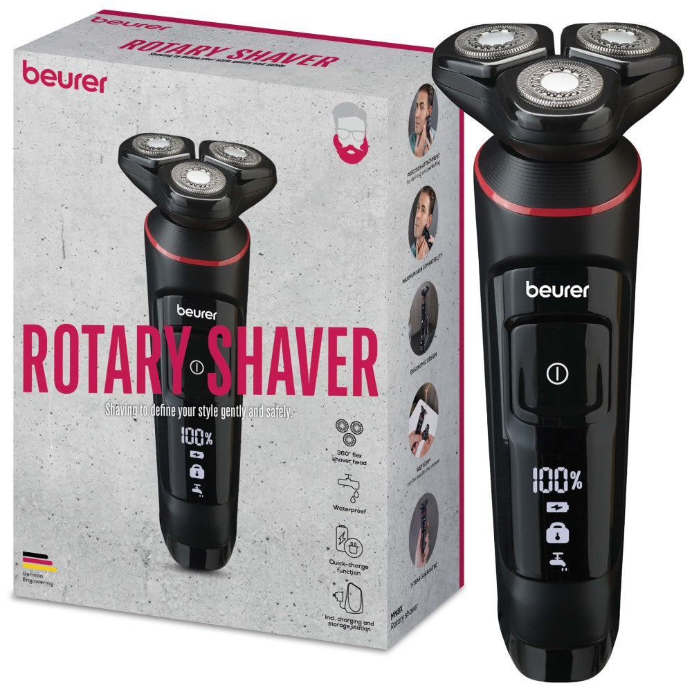 Beurer MN8X Rotary Shaver: 360° Flexible Head, IPX7 Waterproof, Rechargeable