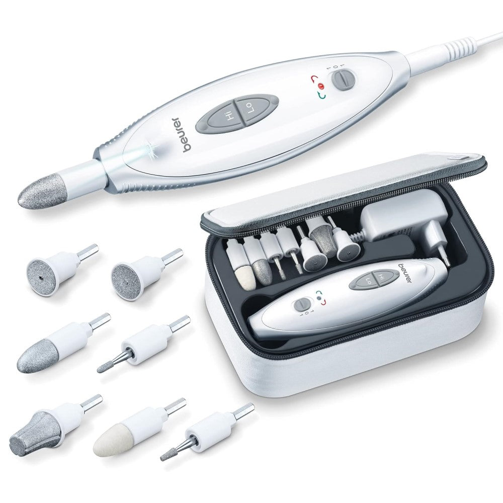 Beurer Electric Manicure & Pedicure Set with 7 Attachments, LED-Light MP 41