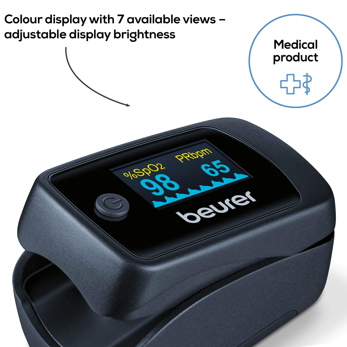 Beurer Germany PO 45 Pulse Oximeter: Oxygen Saturation, Pulse Rate, Perfusion Index