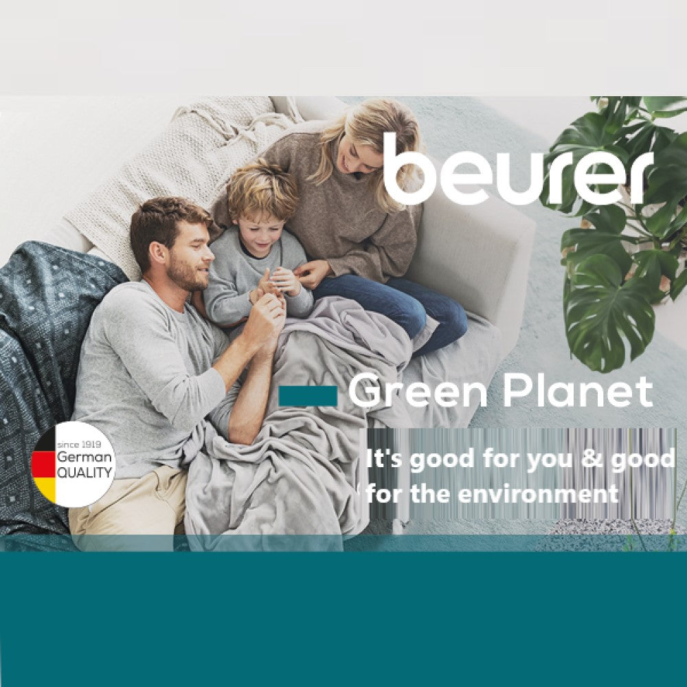 Beurer Electric Blanket: Cosy & Eco-Friendly Heated Throw HD 75 NORDIC GP in GREY 180 x 130cm