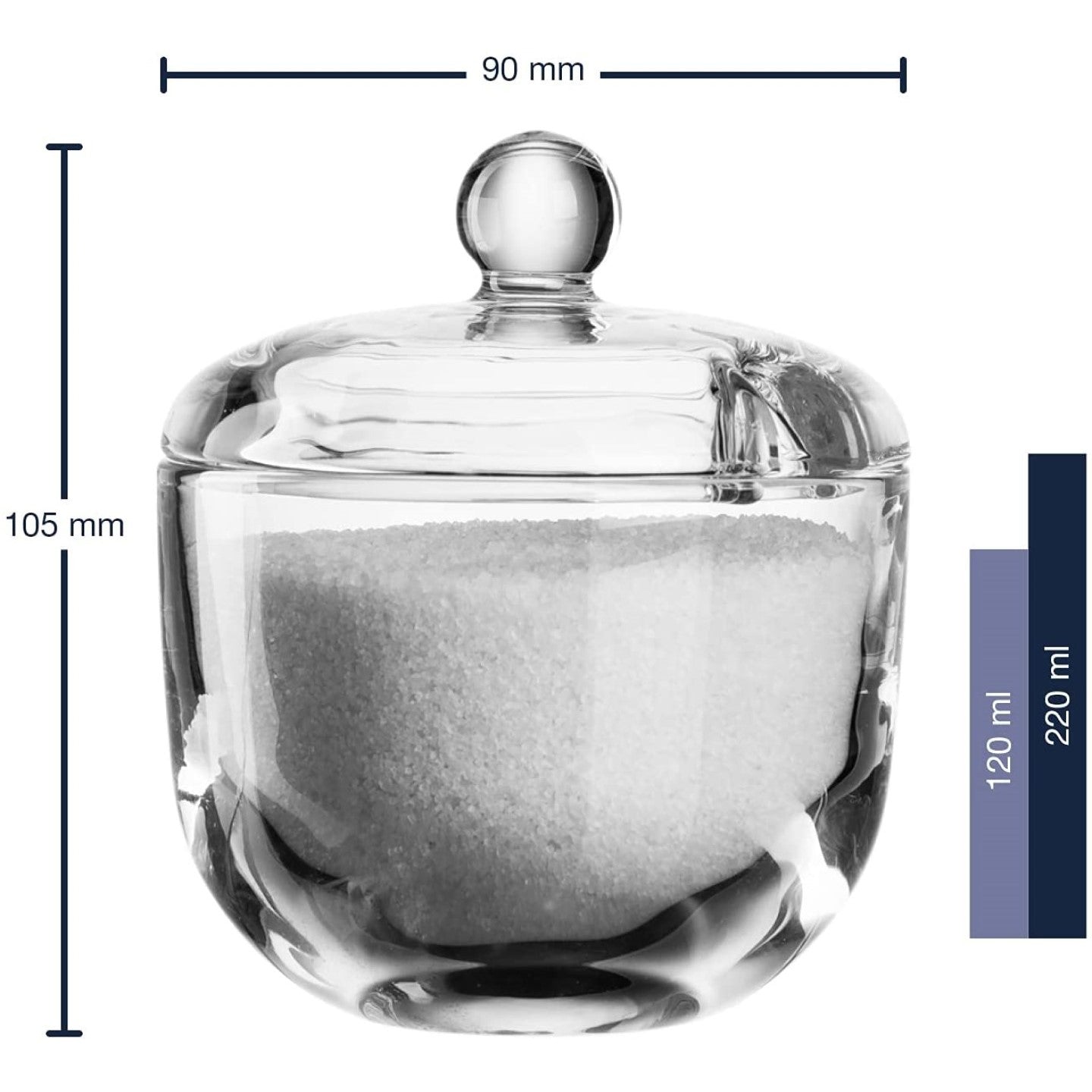 Leonardo DELIGHT Sugar Bowls with Lids in Clear Glass 220ml – Set of 6