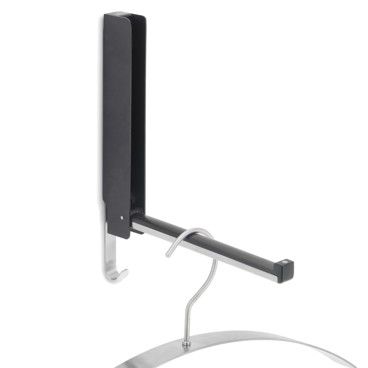 blomus Wall Hook Space-Saving Flip Down in Black and Steel LANCA