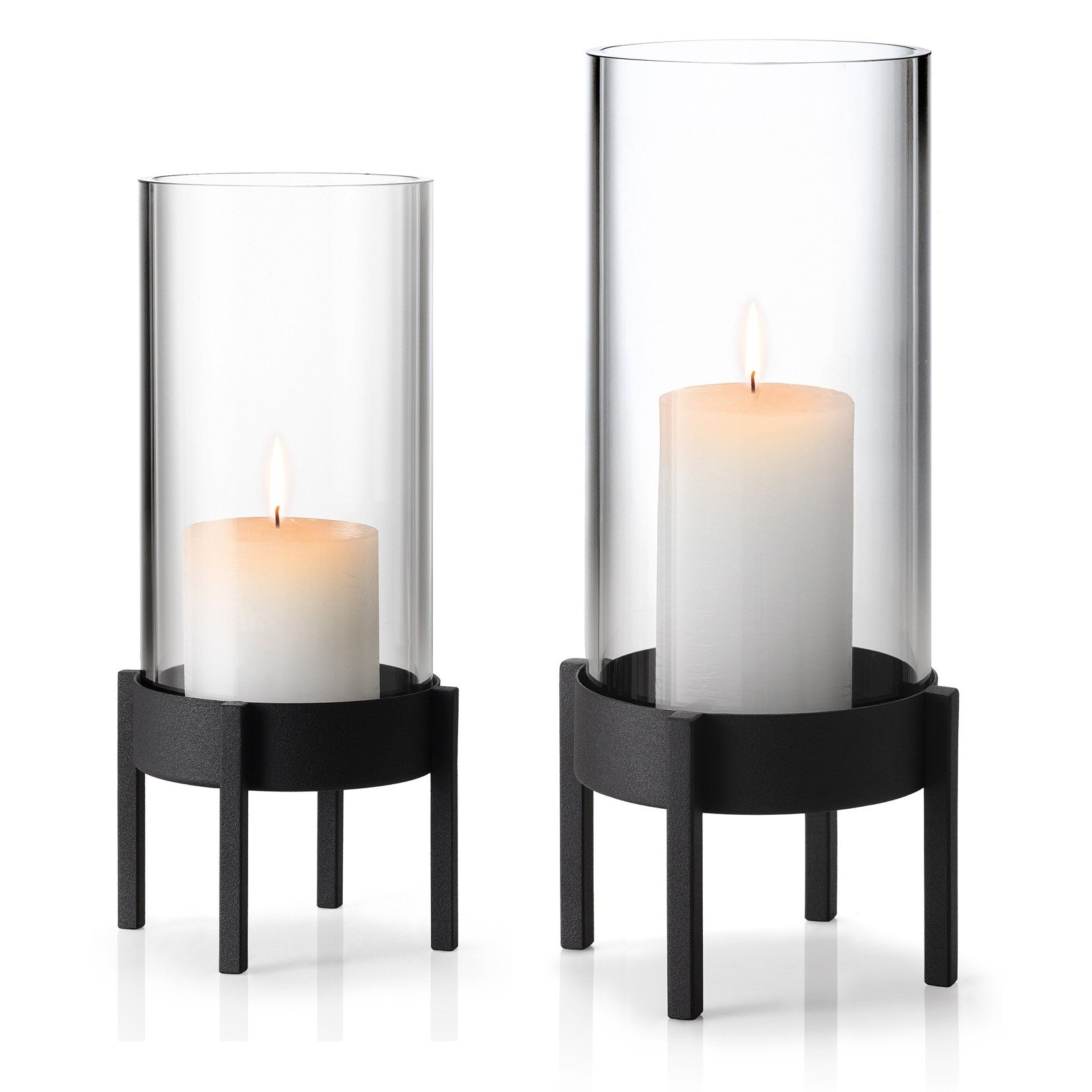 Blomus Candle Holder: Cylindrical Glass on Black Steel Base NERO L 32cm