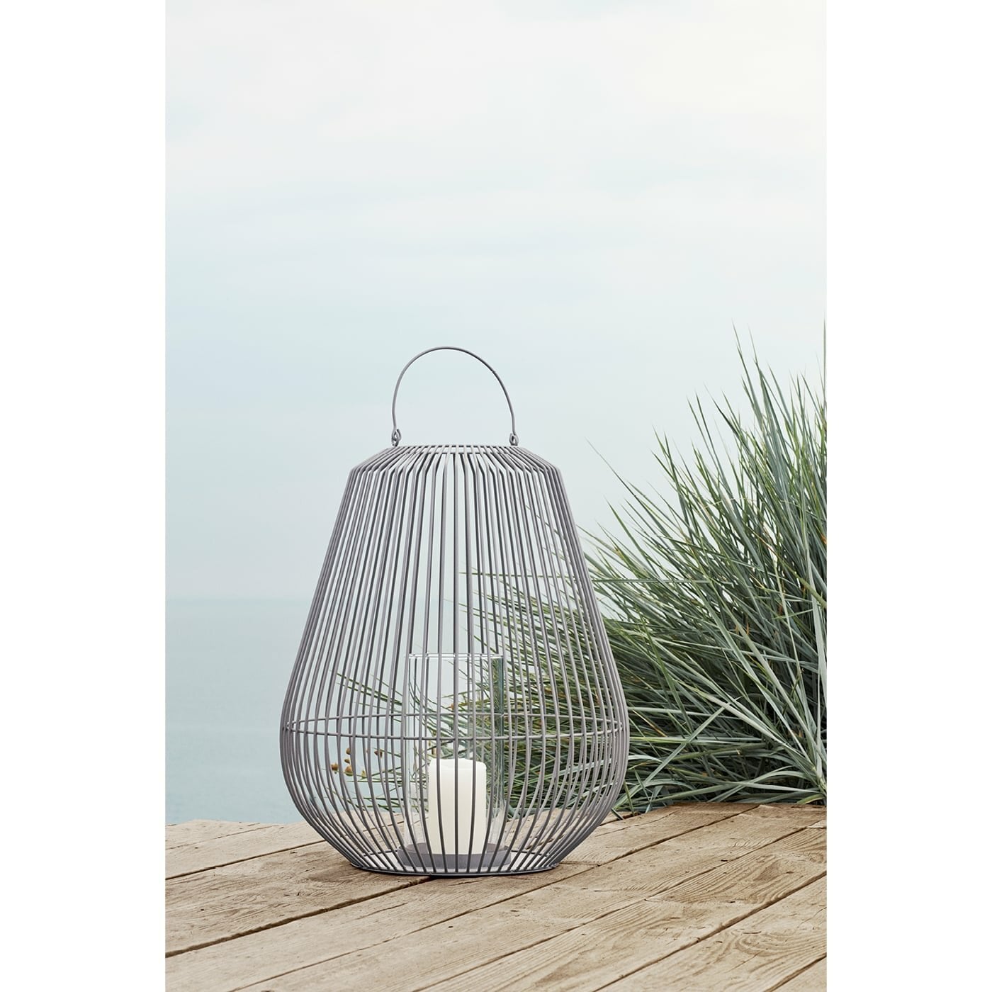 Blomus Lantern - Powder Coated Steel in Dove Grey: Medium 51x62cm NIDEA