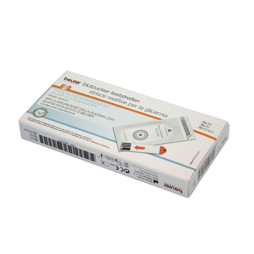 Beurer GL 44/50/50 evo Test Strips - Singles Box (50 Test Strips)