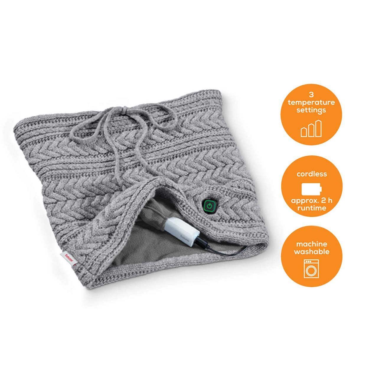 Beurer Heated Tube Scarf with Powerbank HK 37