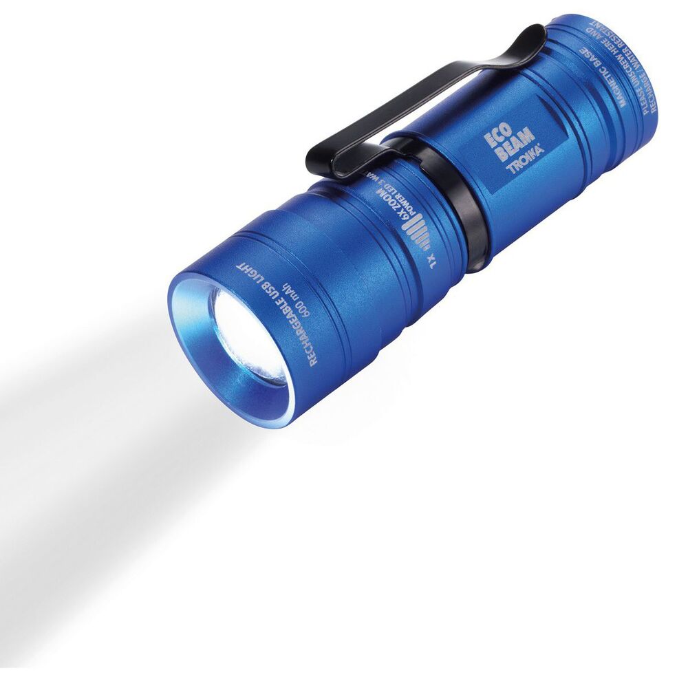 TROIKA Rechargeable Mini Torch-Volkswagen Engraving ECO BEAM VW – Blue