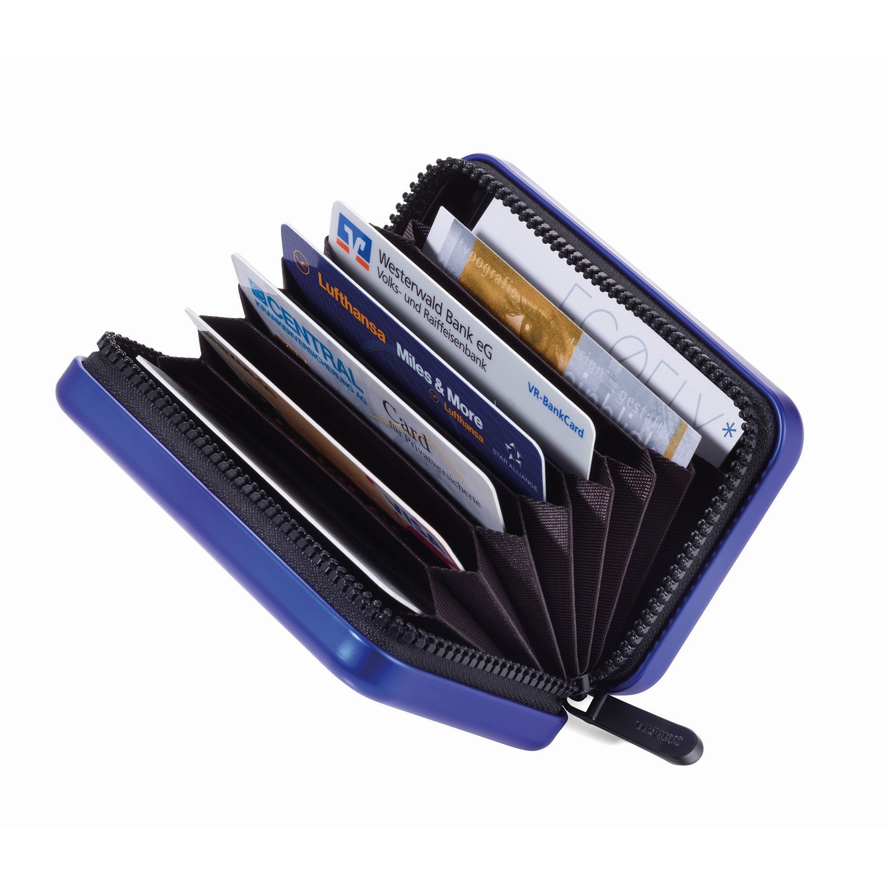 TROIKA Credit Card Case: Hard-Shell RFID Fraud Blocking CARD CASE Blue