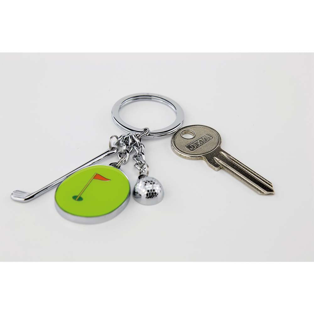 TROIKA Keyring with 3 Golf Charms HOLE IN ONE