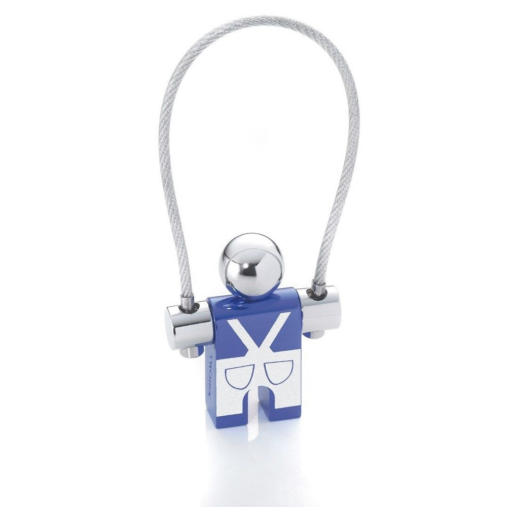 TROIKA Keyring JUMPER at WORK – Blue and Chrome Colours