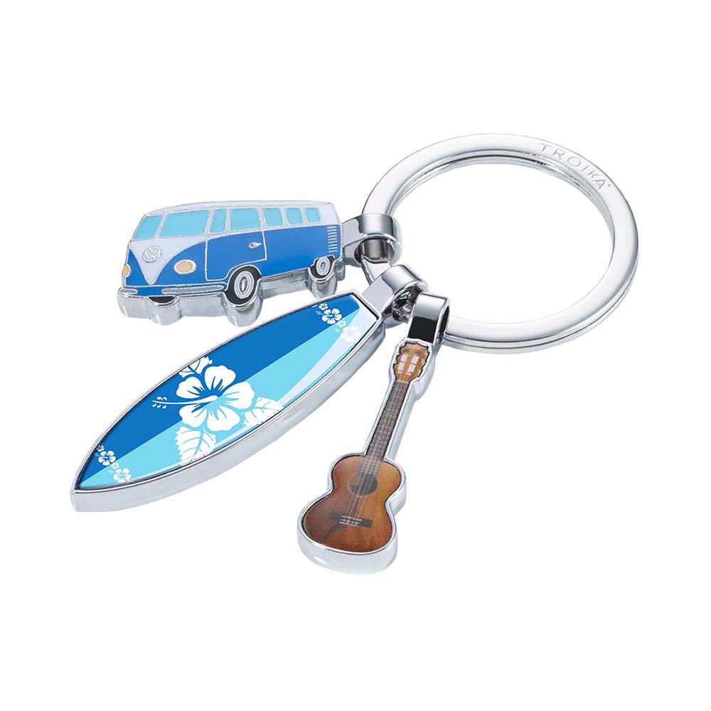 TROIKA Keyring with 3 Charms VW SURFMATE T1 COMBI