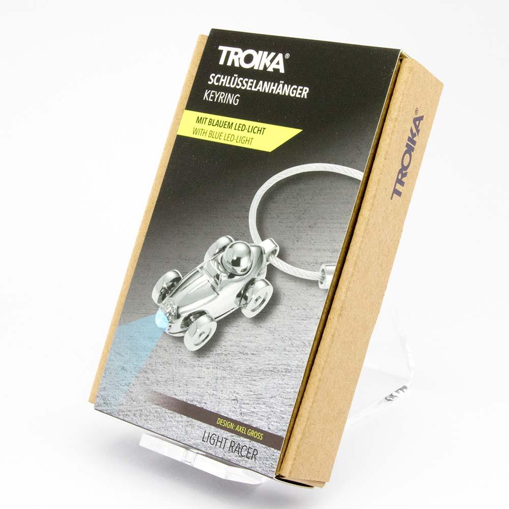 TROIKA Keyring with blue LED light LIGHT RACER