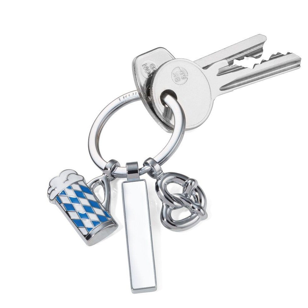 TROIKA Keyring: Oktoberfest with Pretzel, Beer & Personalisable Blank Charm