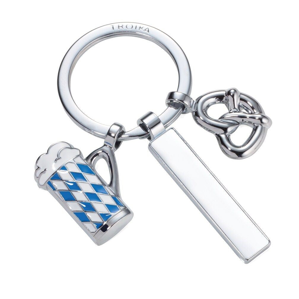 TROIKA Keyring: Oktoberfest with Pretzel, Beer & Personalisable Blank Charm