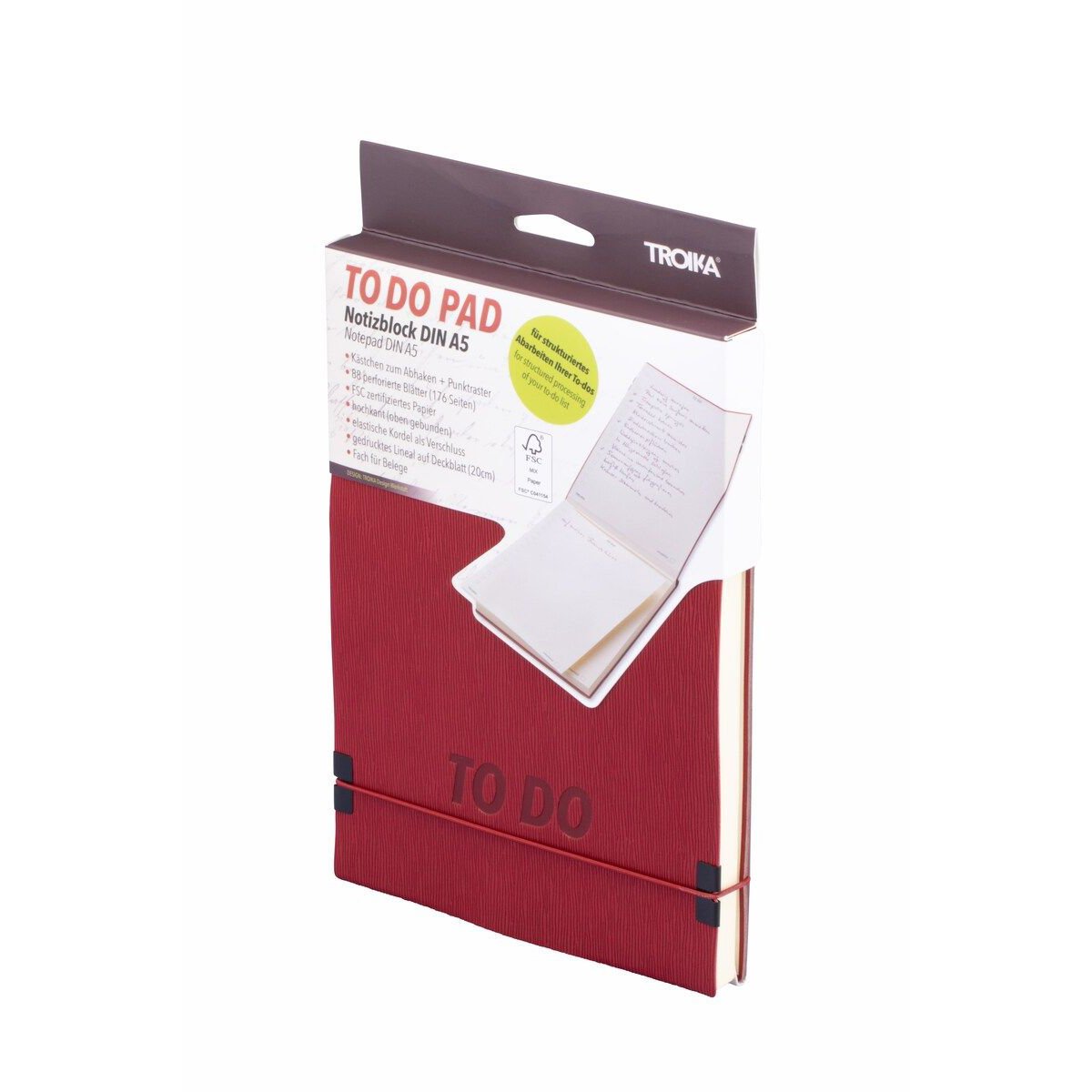 TROIKA Notepad A5 Productivity Notepad TO DO PAD Red