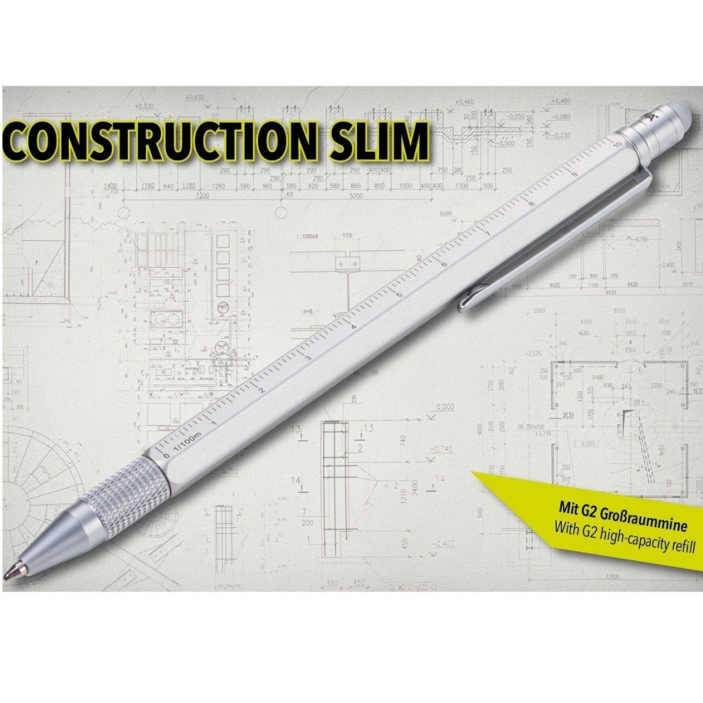 TROIKA Multitasking Ballpoint Pen CONSTRUCTION SLIM - Silver