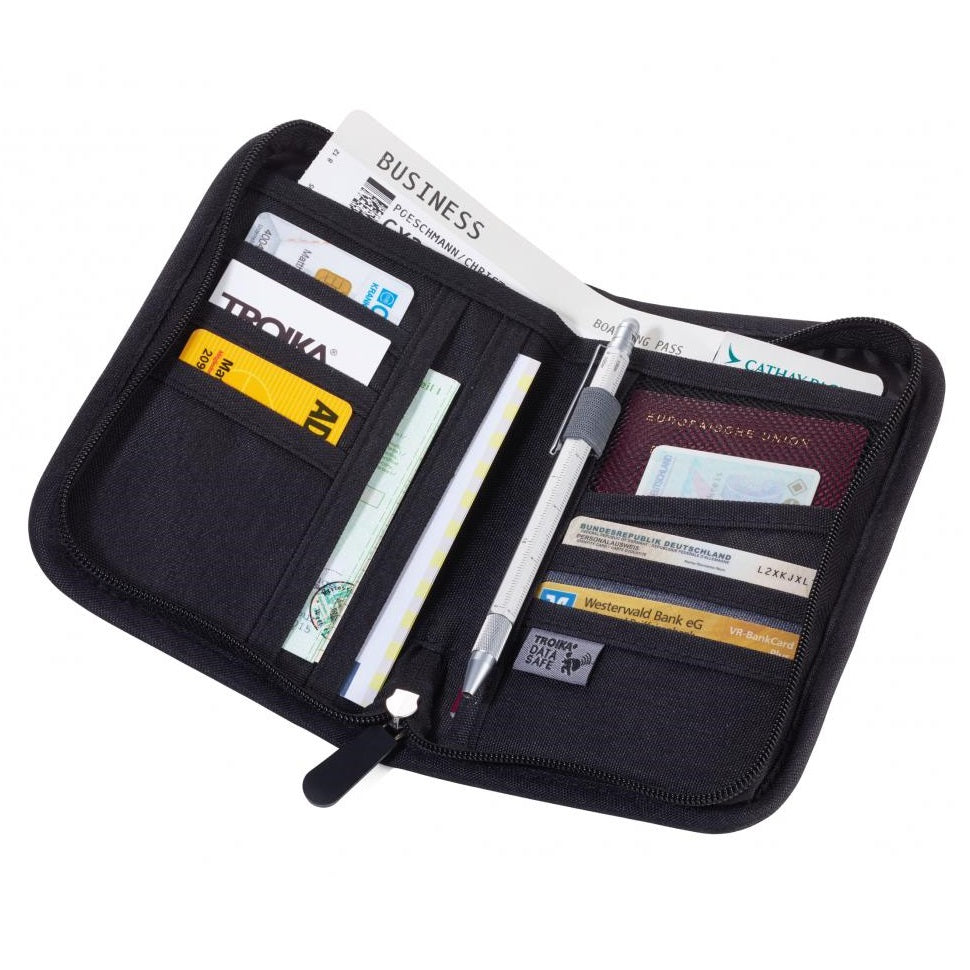 TROIKA Travel & Car Document Case RFID Block Personalisable SAFE TRIP Black